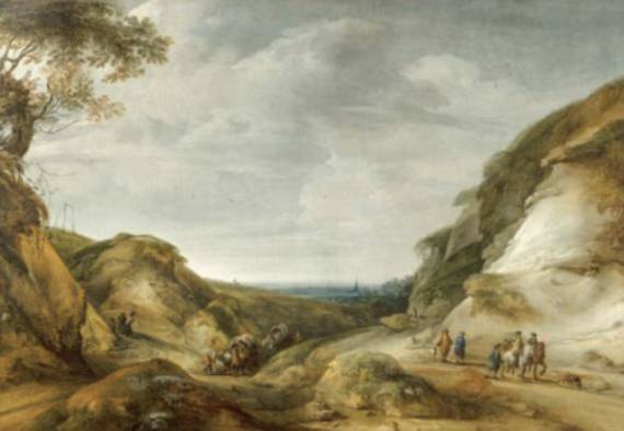 Hilly Landscape with Carts and Riders