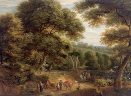 Wooded Landscape with a Sunny Road