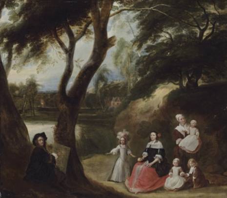 An Artist Portraying a Family in a Landscape
