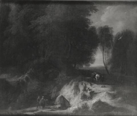Wooded Landscape with Peasants on a Road